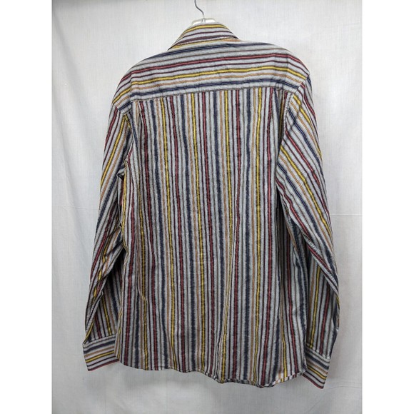 Visconti Black Shirt Men's Large Flip Cuff Multicolor - Picture 5 of 6